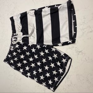 Men’s Sonoma swim trunks black and white flag L